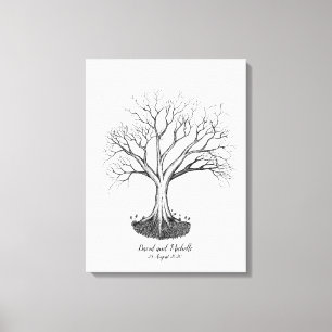 Bruiloft Vingerafdruk Boom Gastenboek - Canvas Afdruk
