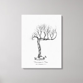 Bruiloft Vingerafdruk Boom Gastenboek - Canvas Afdruk