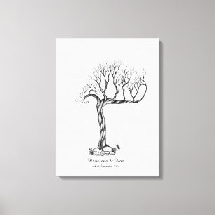 Bruiloft Vingerafdruk Boom Gastenboek - Canvas Afdruk