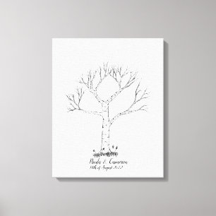 Bruiloft Vingerafdruk Boom Gastenboek - Canvas Afdruk