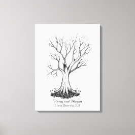 Bruiloft Vingerafdruk Boom Gastenboek - Canvas Afdruk