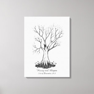 Bruiloft Vingerafdruk Boom Gastenboek - Canvas Afdruk