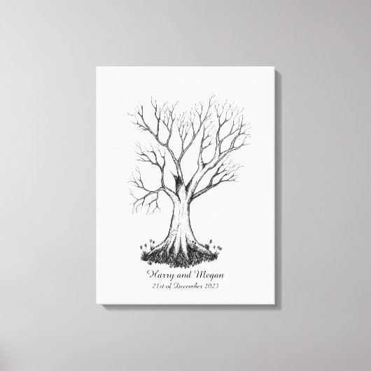 Bruiloft Vingerafdruk Boom Gastenboek - Canvas Afdruk (Voorkant)