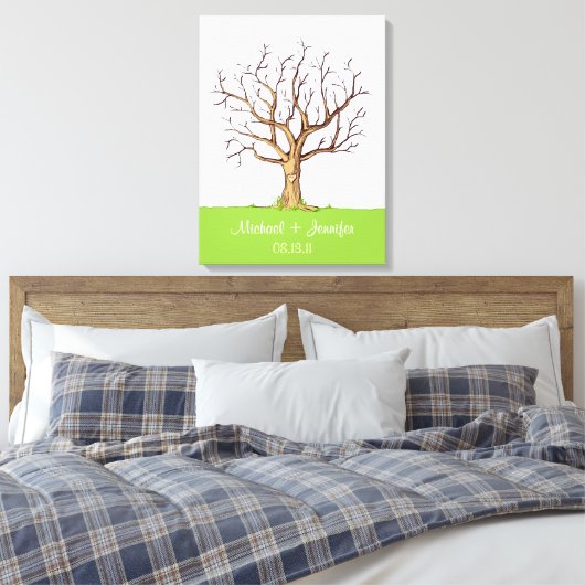 Bruiloft Vingerafdruk Boom (Kleur) Canvas Print (Insitu (Slaapkamer))