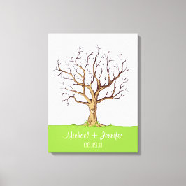 Bruiloft Vingerafdruk Boom (Kleur) Canvas Print