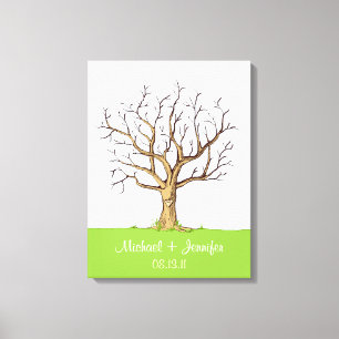 Bruiloft Vingerafdruk Boom (Kleur) Canvas Print