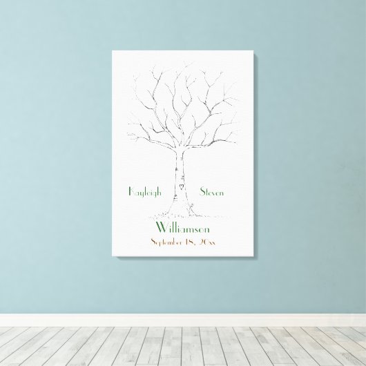 Bruiloft Vingerafdruk Boom Uitgerekt Canvas Print (Insitu (Houten vloer))