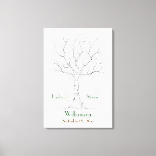 Bruiloft Vingerafdruk Boom Uitgerekt Canvas Print