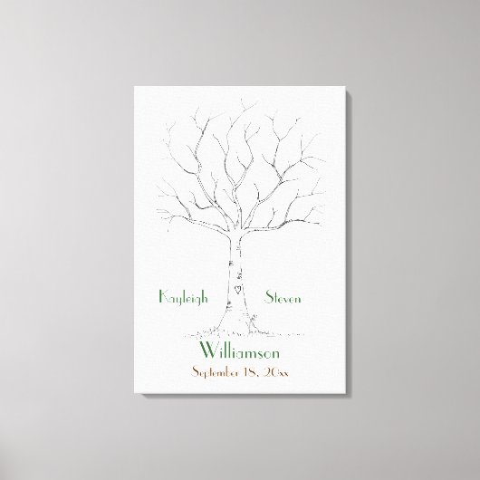 Bruiloft Vingerafdruk Boom Uitgerekt Canvas Print (Voorkant)
