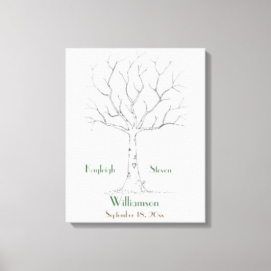 Bruiloft Vingerafdruk Boom Uitgerekt Canvas Print (Voorkant)