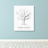 Bruiloft Vingerafdruk Boom (zwart) Canvas Print (Insitu (Houten vloer))