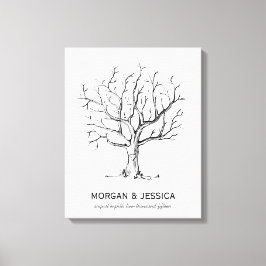 Bruiloft Vingerafdruk Boom (zwart) Canvas Print