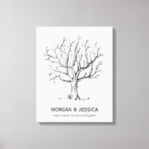 Bruiloft Vingerafdruk Boom (zwart) Canvas Print