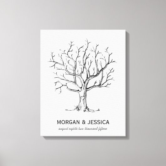 Bruiloft Vingerafdruk Boom (zwart) Canvas Print (Voorkant)