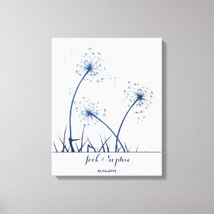 Bruiloft Vingerafdruk Gastenboek Paardebloem Marin Canvas Afdruk
