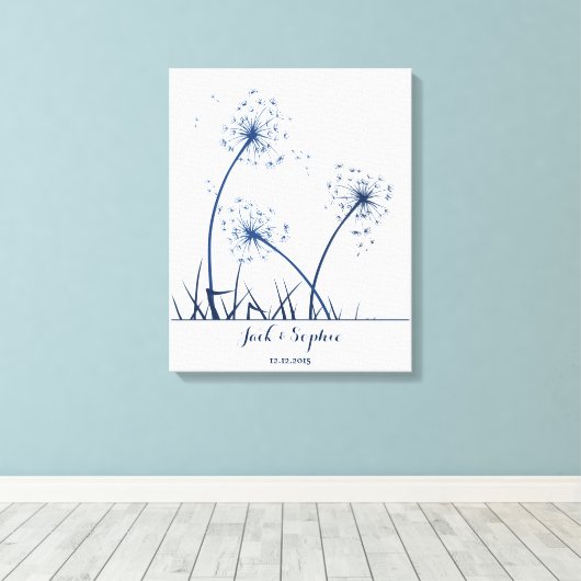 Bruiloft Vingerafdruk Gastenboek Paardebloem Marin Canvas Afdruk (Insitu (Houten vloer))