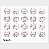 Bruiloft Vintage Bloemen Ronde Sticker (Vel)