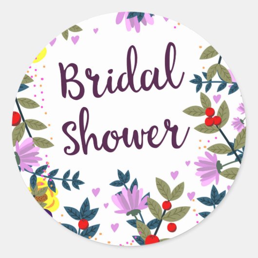 Bruiloft Vintage Bloemen Ronde Sticker (Voorkant)