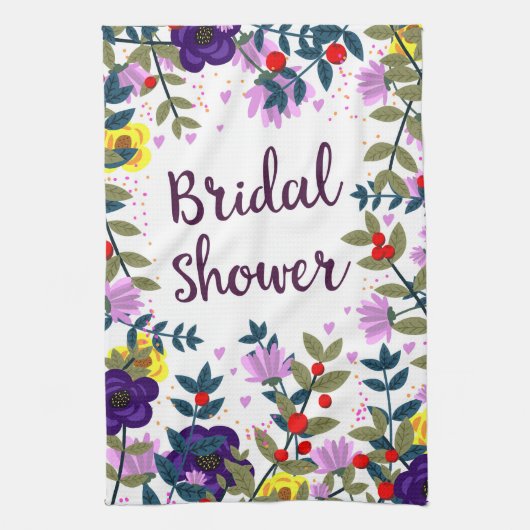 Bruiloft Vintage Bloemen Theedoek (Verticaal)