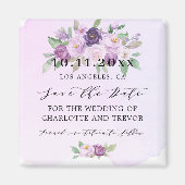 Bruiloft violette bloemen opslaan de datum magneet (Voorkant)