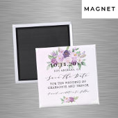 Bruiloft violette bloemen opslaan de datum magneet