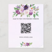 Bruiloft violette bloemen QR code budget bewaar de (Achterkant)