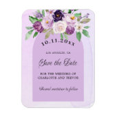Bruiloft violette paarse bloemen boog script magneet (Verticaal)