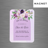 Bruiloft violette paarse bloemen boog script magneet