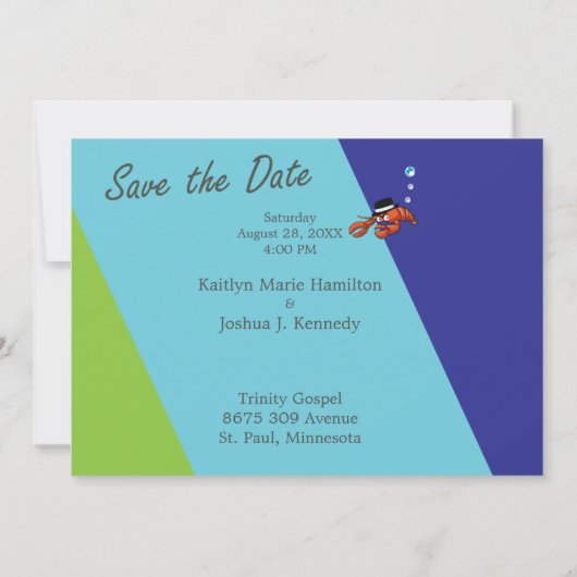 Bruiloft Vis Thema Kreeft Mobster Save the Date Kaart (Achterkant)