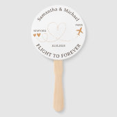 Bruiloft Vliegtuig Reizen thema Trouwfeest Handwaaier (Achterkant)