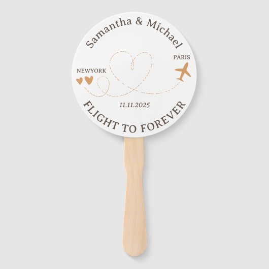 Bruiloft Vliegtuig Reizen thema Trouwfeest Handwaaier (Voorkant)