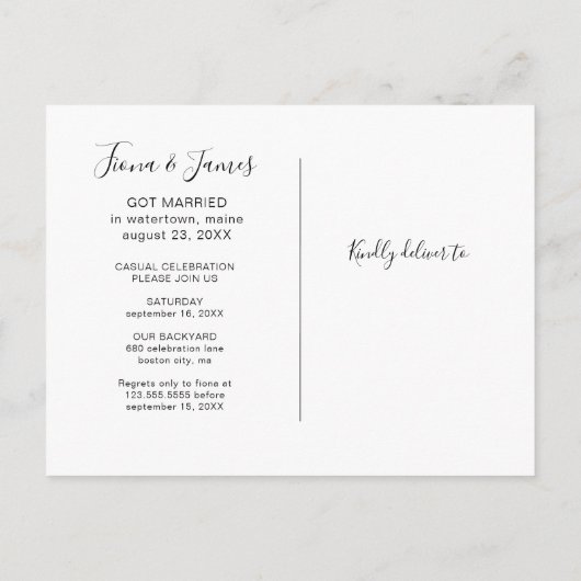 Bruiloft Vluchtfeest Vier Met Ons Uitnodiging Briefkaart (Achterkant)