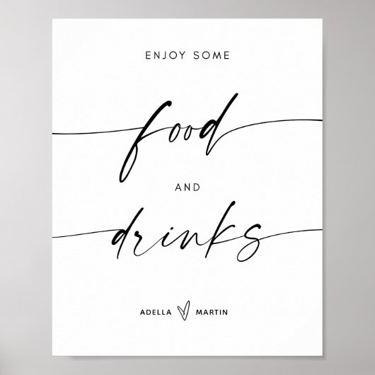 Bruiloft Voedsel en Drinken Teken Minimalist Poster (Voorkant)