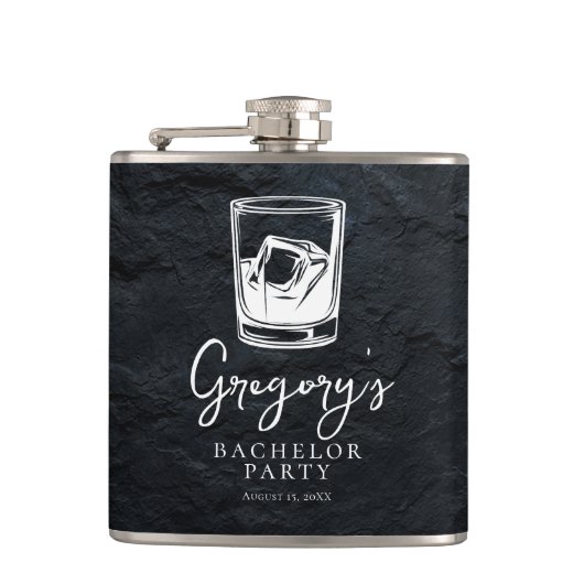 Bruiloft voor de bruidegom modern stijlvol heupfles (Voorkant)