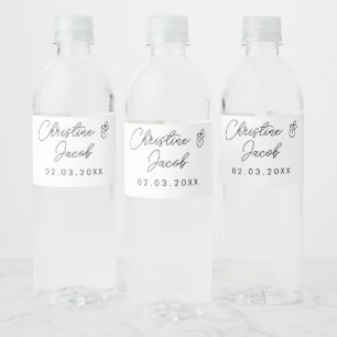 bruiloft voor eenvoudige , elegante moderne brutal waterfles etiket