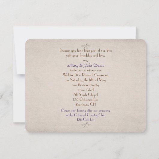 bruiloft voor eeuwig vernieuwing met bloemen kaart (Achterkant)