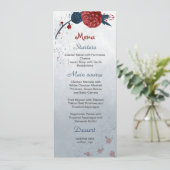 bruiloft voor marinesolven en bogundbloemen menu (Staand voorkant)