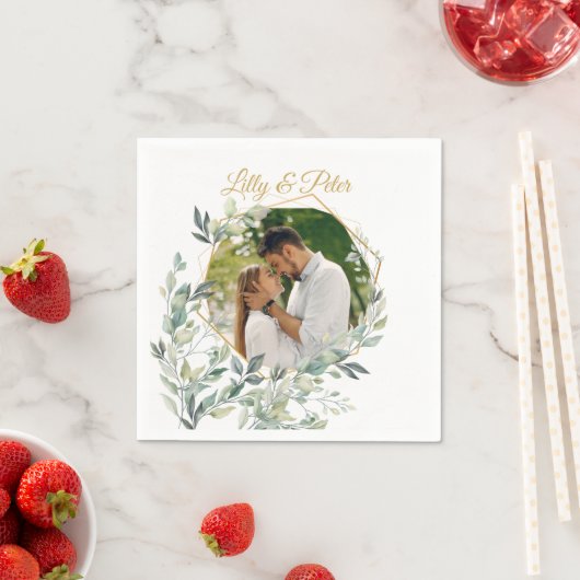 Bruiloft, Vrijgezellenfeest aangepaste foto servet (Insitu)