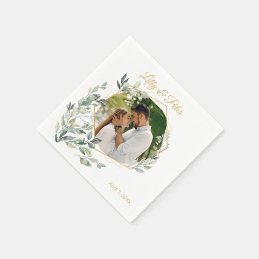 Bruiloft, Vrijgezellenfeest aangepaste foto servet (Hoek)