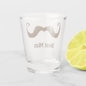 Bruiloft / vrijgezellenfeest bruine krullende snor shot glas (Achterkant)