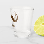 Bruiloft / vrijgezellenfeest bruine krullende snor shot glas (Rechts)