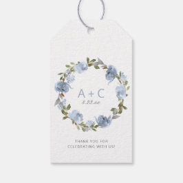 Bruiloft Vrijgezellenfeest Favor Dank u Dusty Blue Cadeaulabel