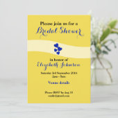 Bruiloft vrijgezellenfeest geel en blauw met harte kaart (Staand voorkant)