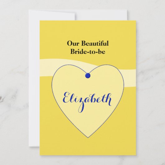 Bruiloft vrijgezellenfeest geel en blauw met harte kaart (Achterkant)