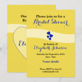 Bruiloft vrijgezellenfeest geel en blauw met harte kaart (Voorkant / Achterkant)