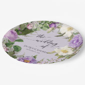 Bruiloft Vrijgezellenfeest Ivoor Lavendel Rozen Kr Papieren Bordje (Gekanteld)