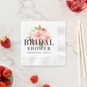 Bruiloft Vrijgezellenfeest Roze Waterverf Bloemen Servet (Insitu)