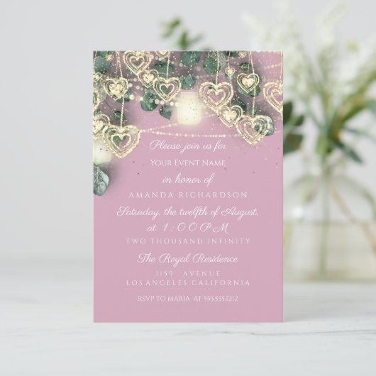 Bruiloft Vrijgezellenfeest rustiek roze zoet 16e Kaart (Staand voorkant)