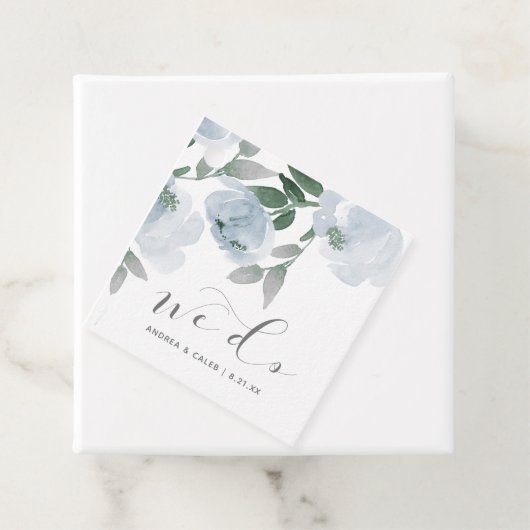 Bruiloft Vrijgezellenfeest Stoffig Blauw Waterverf Bedankjes Labels (In situ)