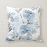 Bruiloft Vrijgezellenfeest Stoffig Blauw Waterverf Kussen<br><div class="desc">Zacht stoffig blauw - blauwgrijs waterverf bloemenkussen: Dit prachtige waterverf geschilderde designkussen is perfect als cadeau voor de nieuwe bruid / paar. Het komt overeen met mijn zacht stoffig blauw waterverf boeket collectie, en beschikt over grote stoffige blauwe bloemen in combinatie met grijs waterverf groen. Als je helemaal voor je...</div>